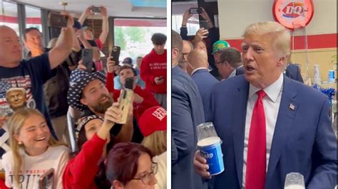 trump at dairy queen|Trump hands out ice cream at Iowa campaign stop